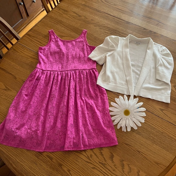 Gap Kids Lace Dress w/ Calvin Klein                Crop Sweater/Shrug 🌸 - Picture 1 of 16